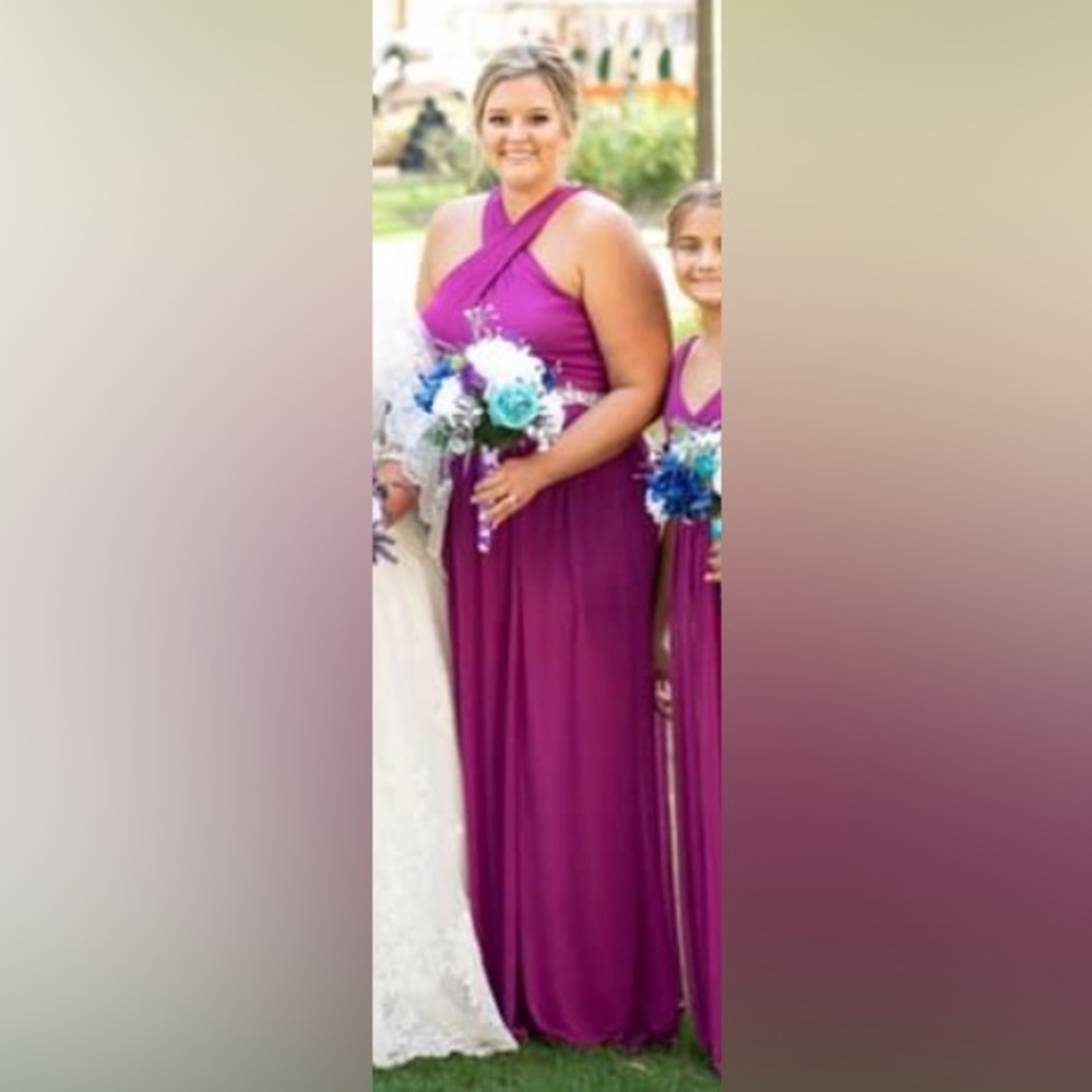 David’s Bridal bridesmaid dress with attached belt
